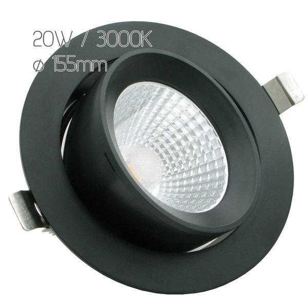 Foco LED Orión, 20W, 3000K - Ø 155mm - Negro