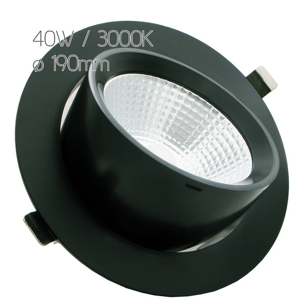 Foco LED Orión, 40W, 3000K - Ø 190mm - Negro