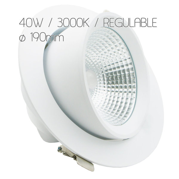 Foco LED Orión, 40W, 3000K - Ø 190mm - Blanco - REGULABLE